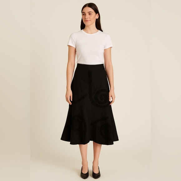 Marisa Christina Soutache Midi Skirt Size 4 | Godet Panel Boho Feminine Flare - Picture 1 of 14